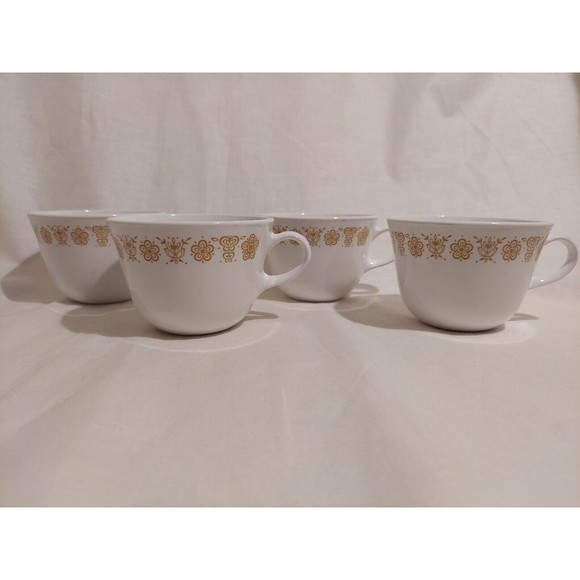 4 Corelle Livingware Corning USA Butterfly Gold Coffee Cup Vintage Closed Handle - Picture 1 of 16
